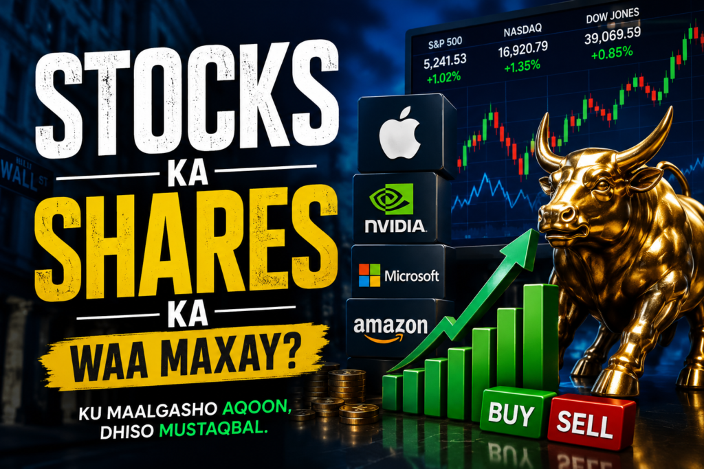 Maxay kala yihiin Stocks-ka iyo Shares-ka 2026